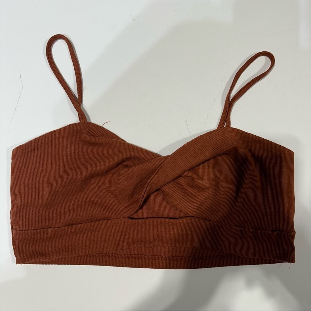 Brown Keyhole, Front Tank Top, Crop Top Size Xl